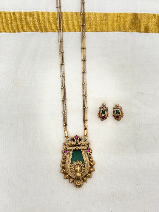 Two line Mayoora Nagapadam Pendant Necklace