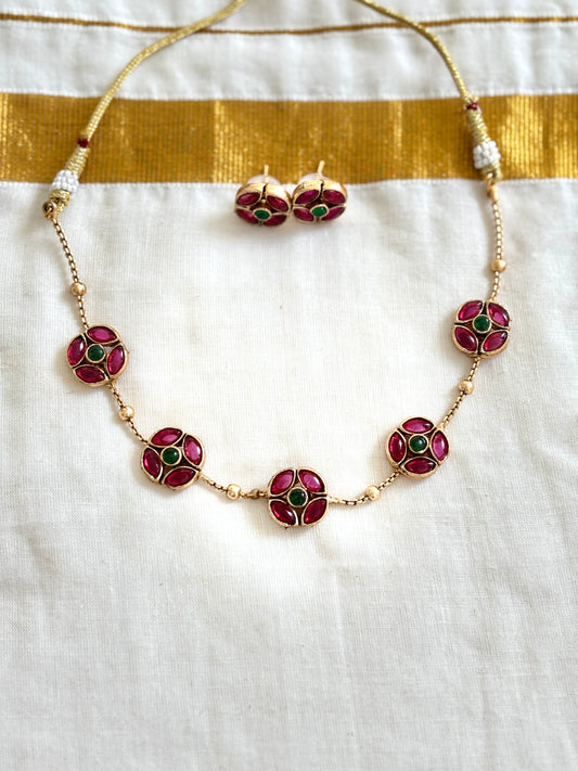 Floral Necklace (Pink-Green)