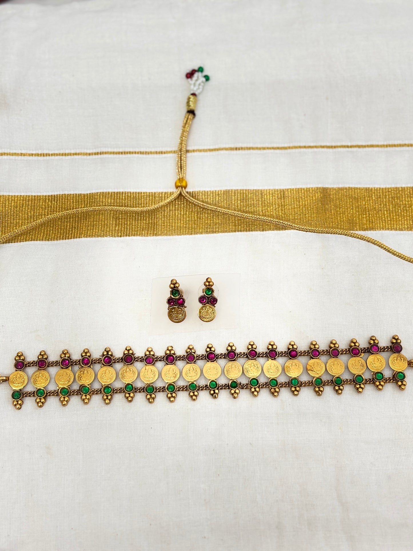 Hiranmayi coin choker (pink & green)