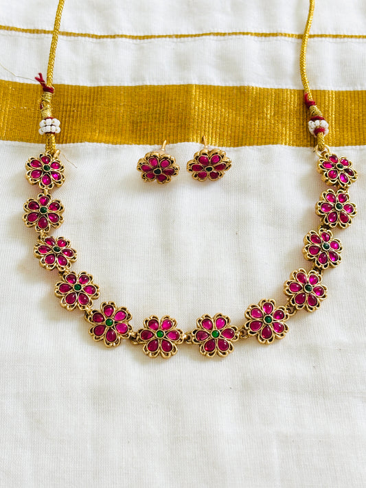 Suma Manjari Necklace (Pink-Green)