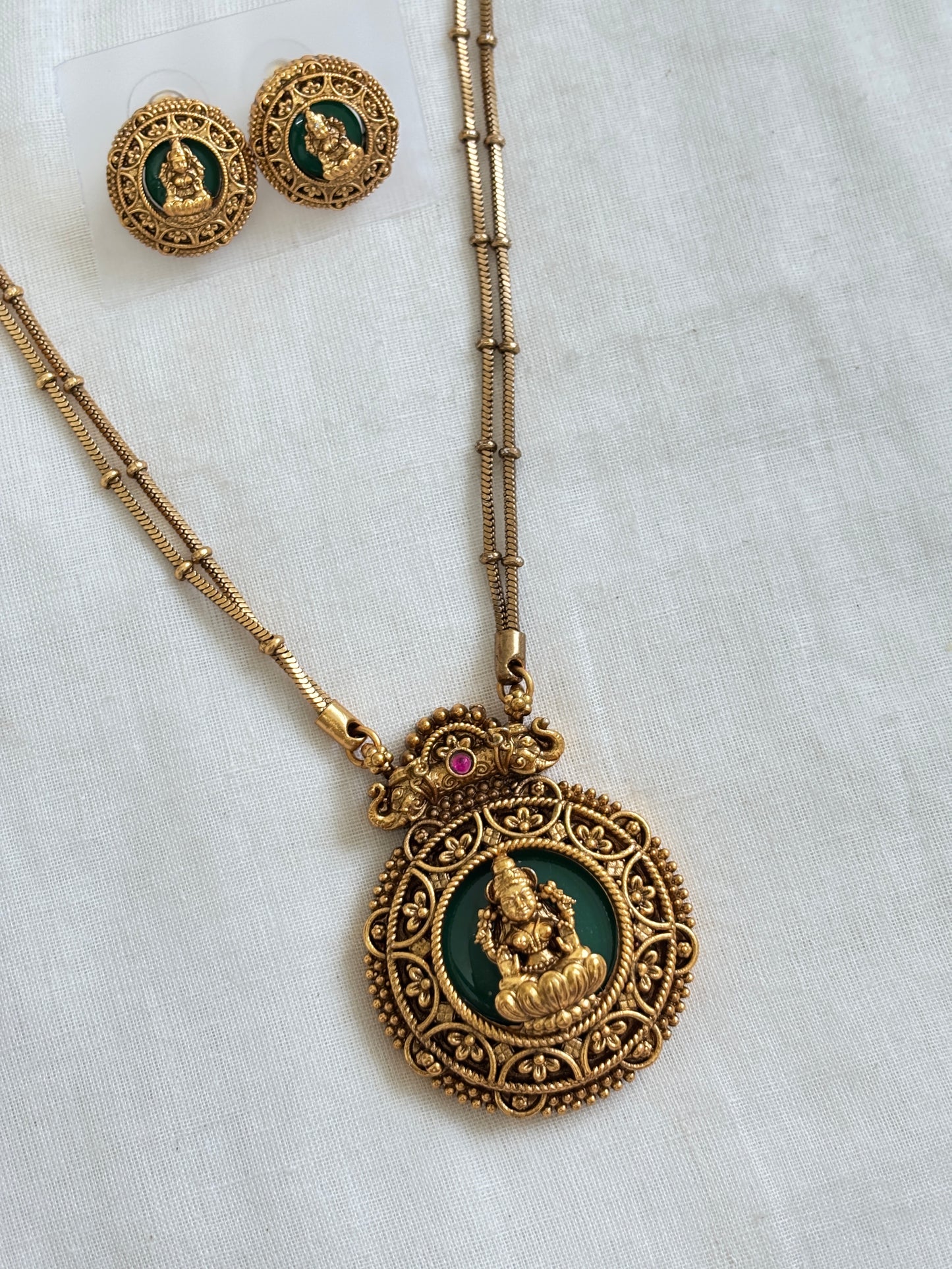 Two layer Mahalakshmi Round Pendant Set