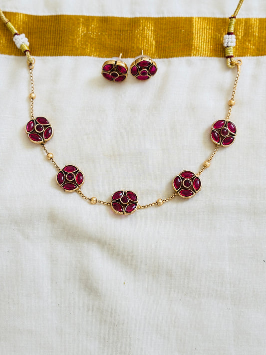 Floral Necklace (Pink-Pink)