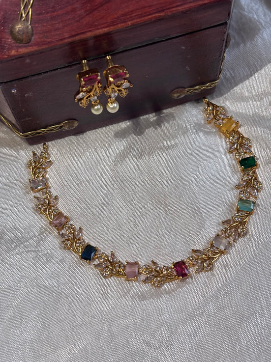Navratna Short Necklace