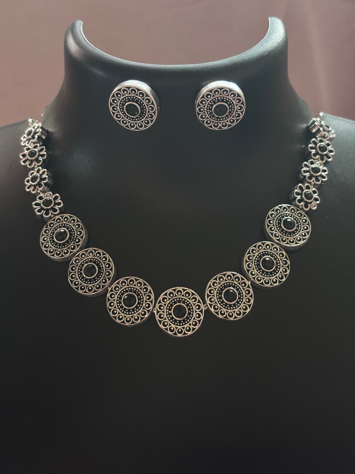 German Silver Necklace Black