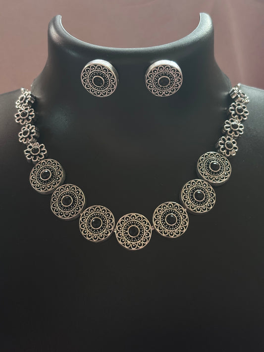 German Silver Necklace Black