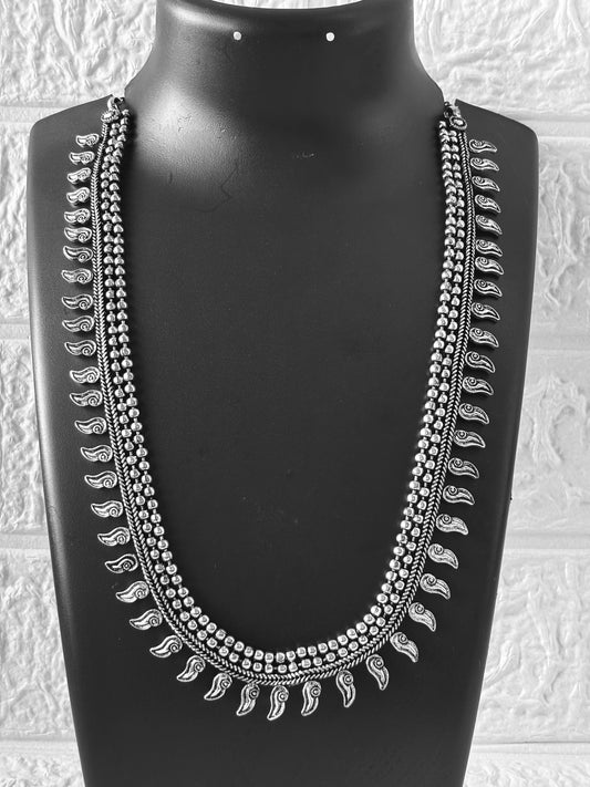 Mango motif oxidised long necklace