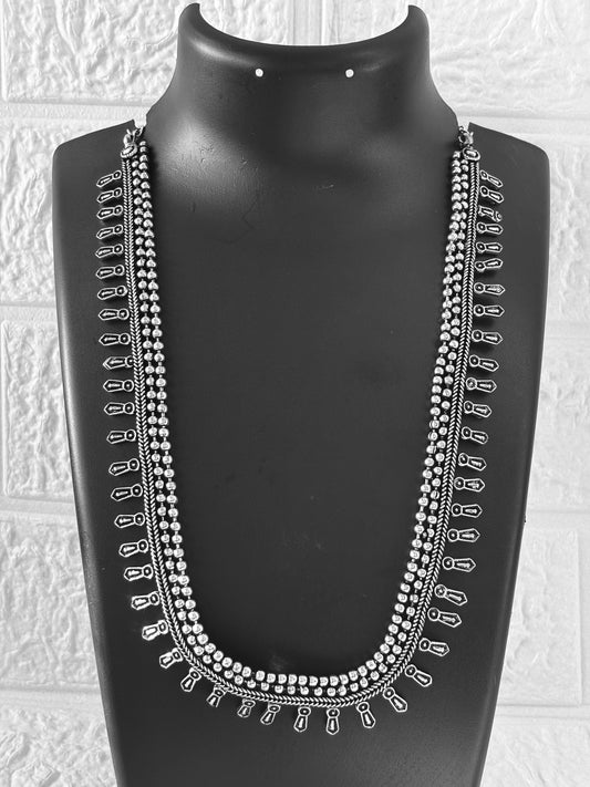 Key drop oxidised long necklace