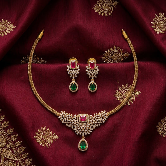Thilak Short Necklace Ruby Green